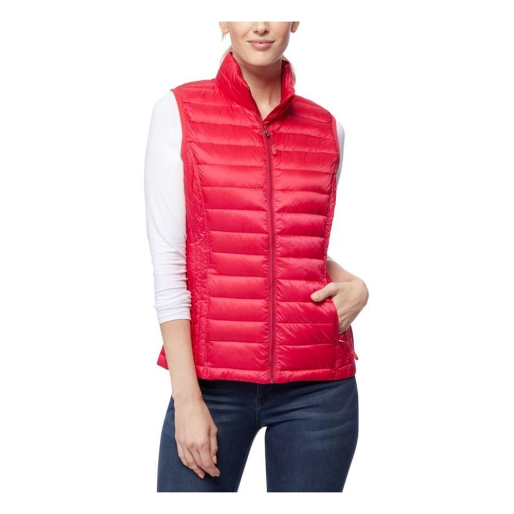 35 DEGREE COOL Womens Red Pocketed Zippered Puffer Vest Winter Jacket Coat S